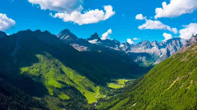 四姑娘山_冰川_日景航拍延时