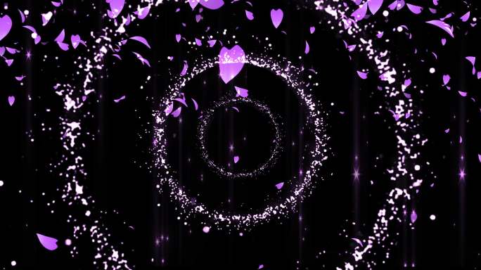 唯美紫色花瓣飘落 圆圈粒子氛围
