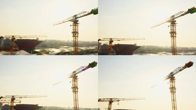 施工工地 建筑工地 建筑 塔吊 工程建设