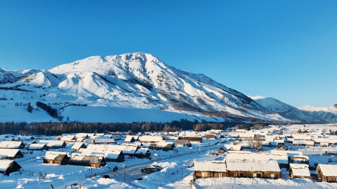 5.1K航拍新疆禾木村冬季雪景合集