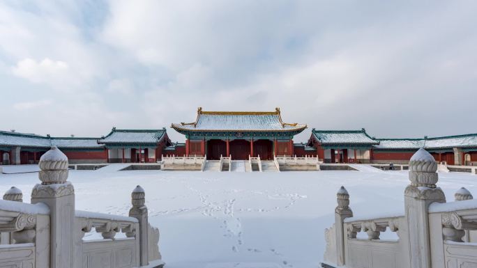 大同代王府端门雪景风光延时视频