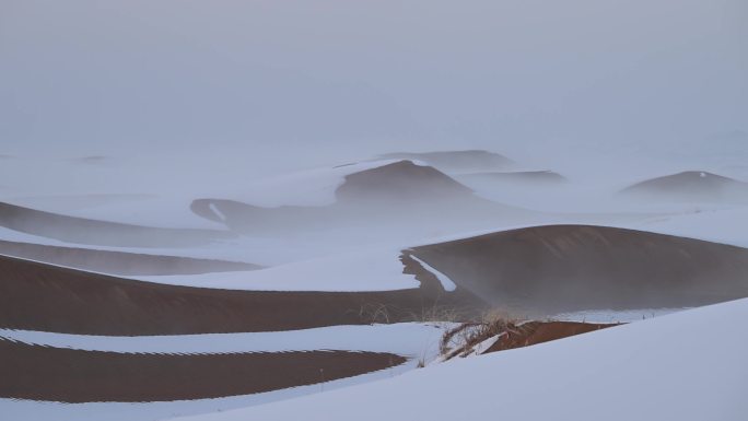 沙漠起雾 沙漠地质公园 雪地