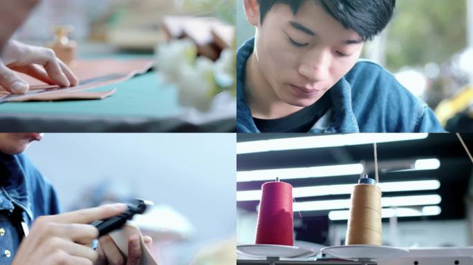 【4K】青年手工制作皮具手工打磨