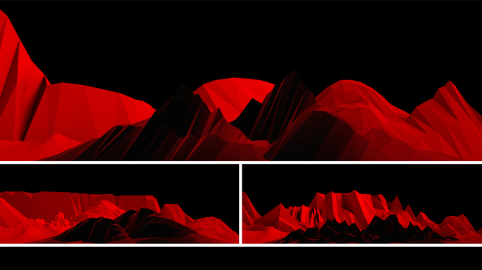 【宽屏时尚背景】黑红快闪山体抽象几何幻想