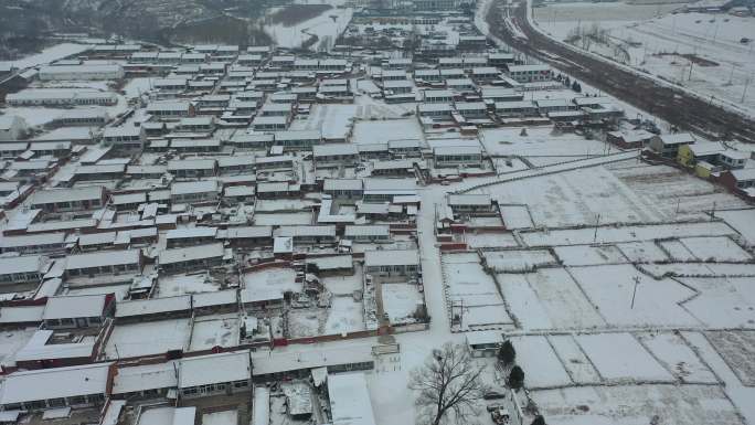 4K航拍乡村雪景 北方农村