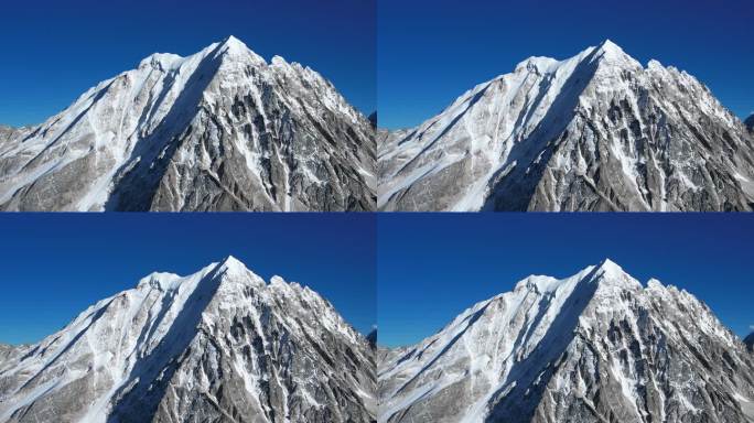 航拍川西蓝天下的雅拉雪山特写