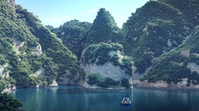 北京延庆县龙庆峡风景区河谷划船冲浪漂流