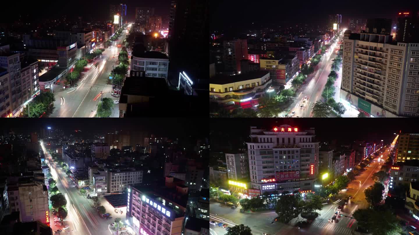 广西梧州市藤县城区道路夜景延时摄影视频