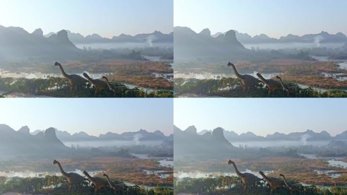 扶绥龙谷湾恐龙公园清晨航拍