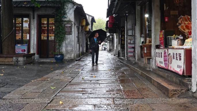 雨天古镇空镜