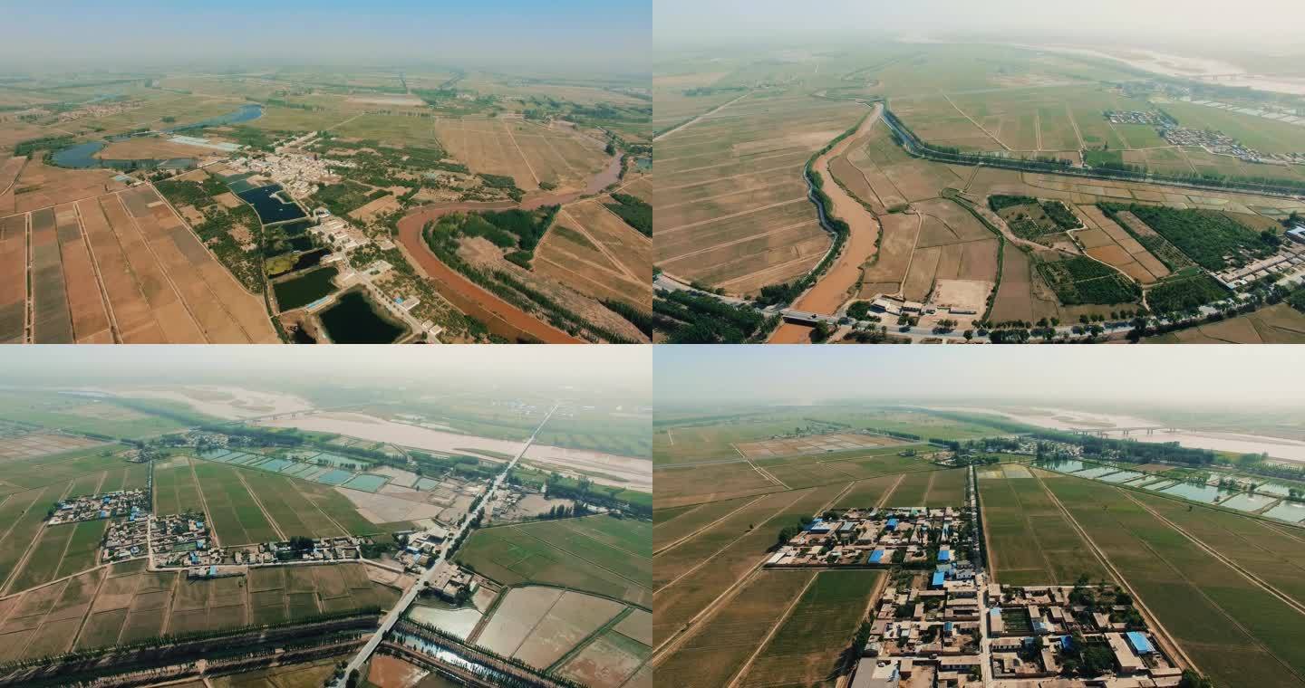 黄河平原引黄灌溉渠4K航拍