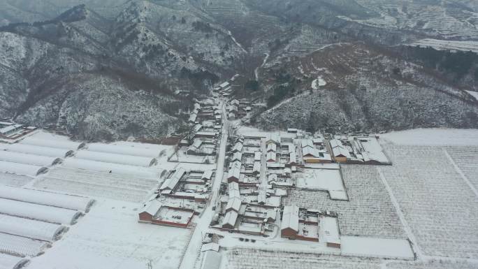 4K航拍乡村雪景 北方农村