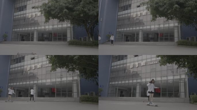 【4K灰度】广场玩轮滑潮流文化滑板少年