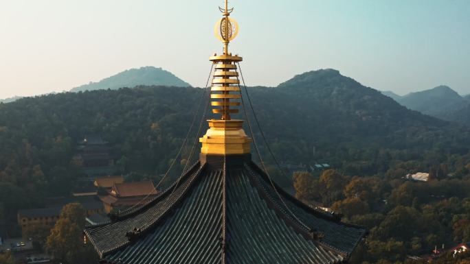 航拍西湖雷峰塔