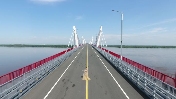 中俄 黑河中俄大桥航拍