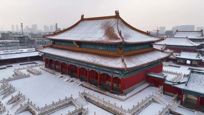 大同代王府冬季雪景航拍