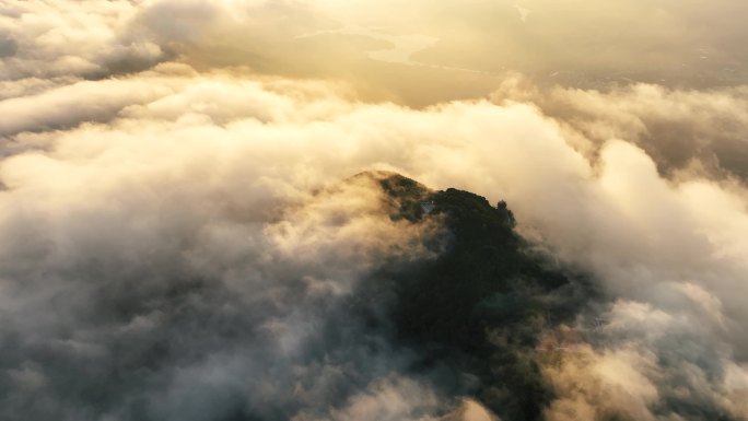 山峰森林云海阳光云雾缭绕自然景观风景航拍