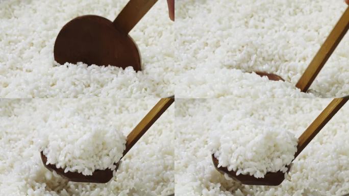 勺子挖起一勺米