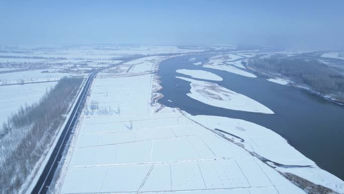 9段素材：4K航拍冬季宁夏平原雪原雪景