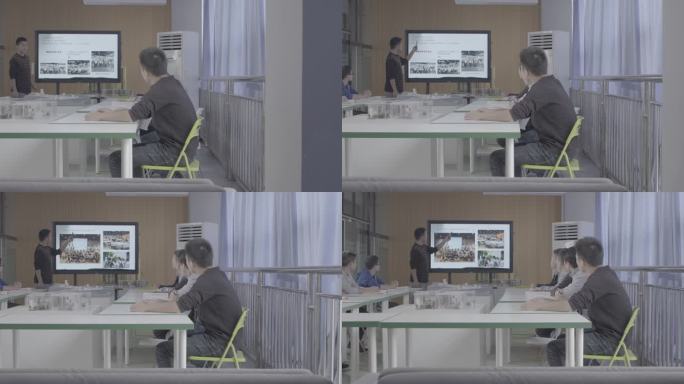 【4K灰度】会议室男子讲解提案汇报