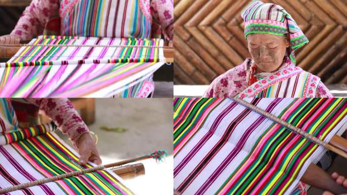 云南独龙族 老奶奶织布