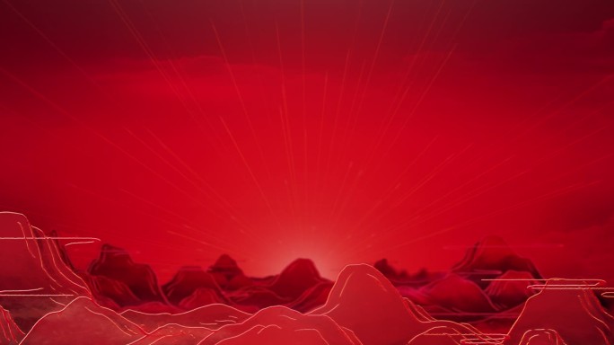 红色主题背景 光线 山