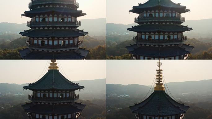 航拍西湖雷峰塔