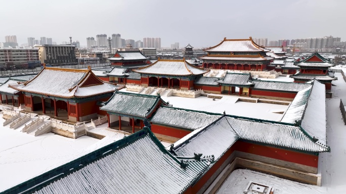 大同代王府冬季雪景航拍