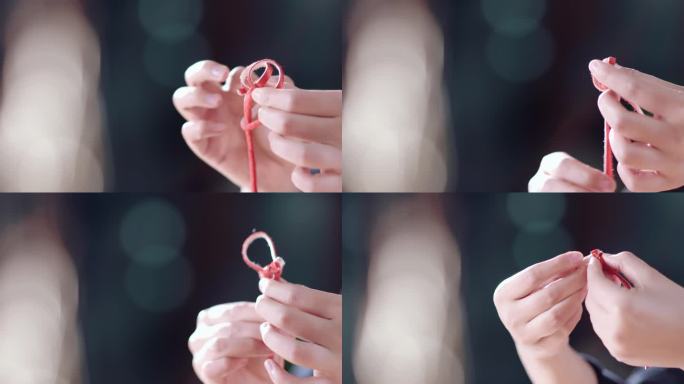 【4K】女子手编织美女绳编手工艺
