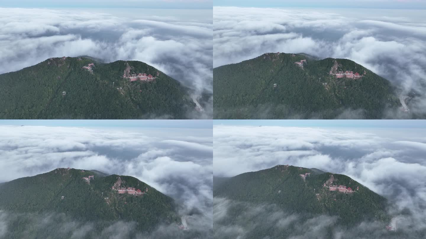 山峰云雾缭绕云海航拍雨后山上雾气森林风景