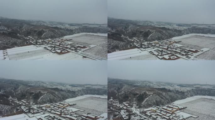 4K航拍乡村雪景 北方农村