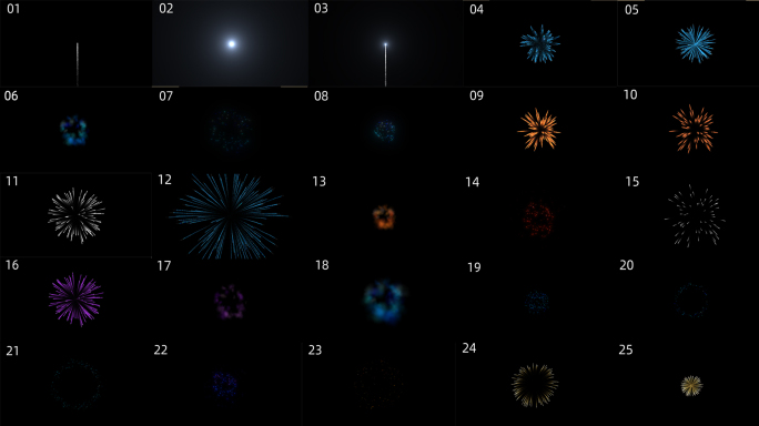 10组绚丽烟花38种元素爆炸效果动画素材
