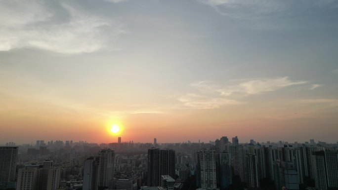 广州城市落日夕阳天空