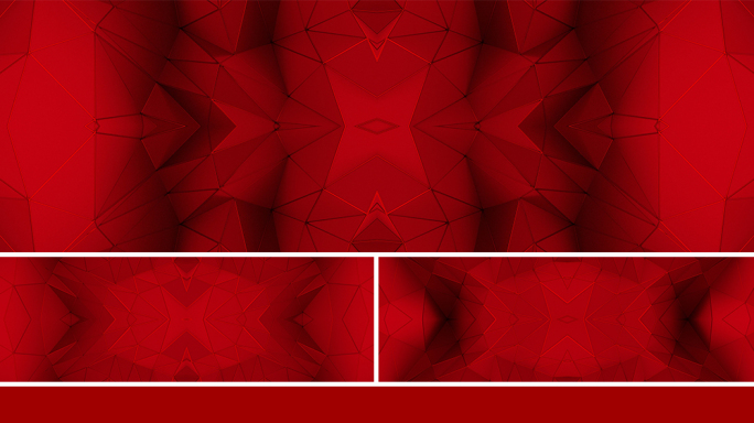 【宽屏时尚背景】大红折纸几何立体概念空间
