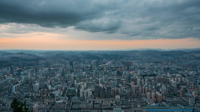 兰州城市全景日转夜延时摄影