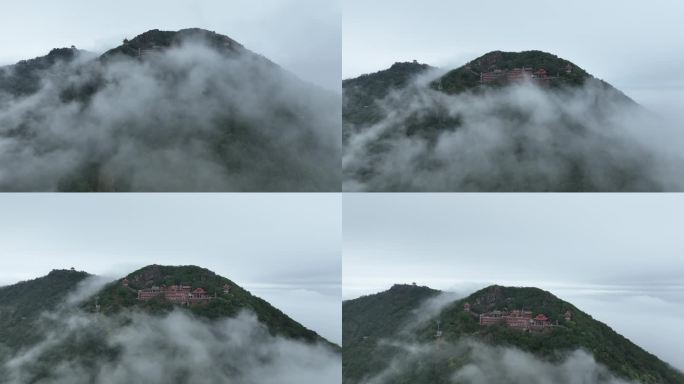 森林云海航拍山峰云雾缭绕雨后山林山脉风景