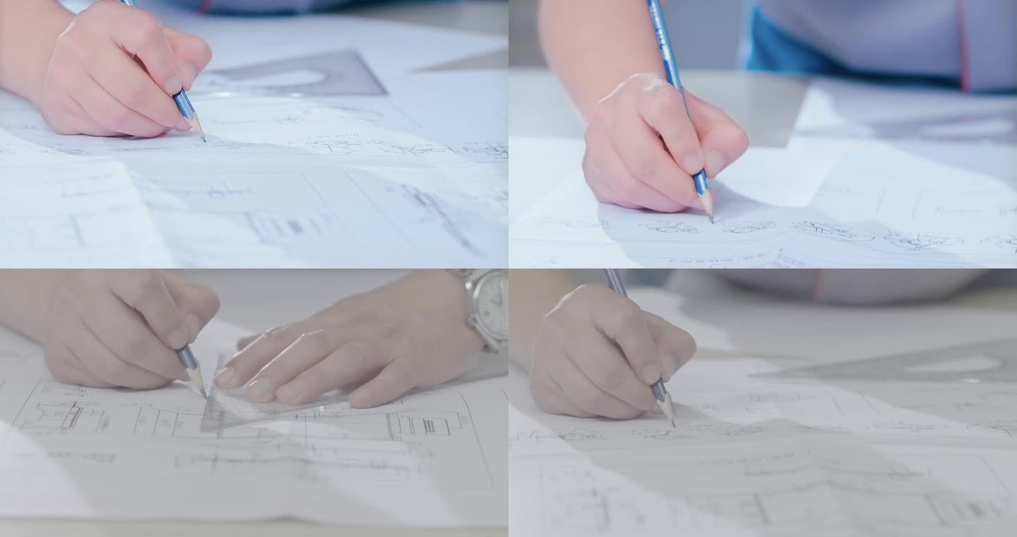 工程师绘制图纸设计师绘图工业电路设计铅笔