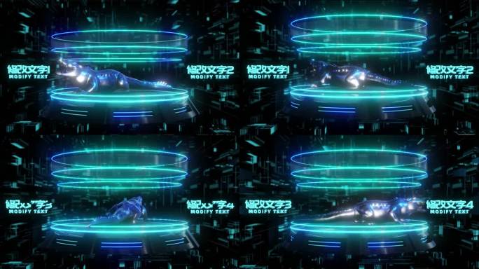 HUD科技界面鳄鱼动画展示AE模板