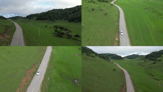 关山牧场草原公路汽车自驾行驶驰骋