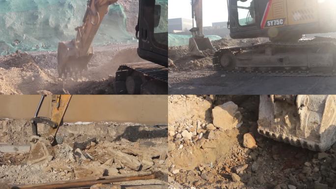 75小挖掘机挖土施工 特写视频素材