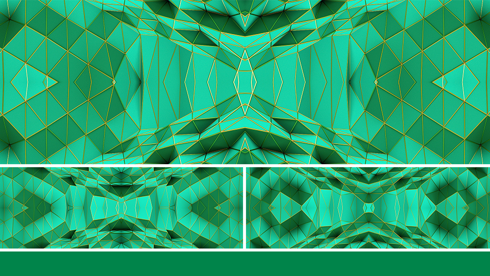【宽屏时尚背景】绿金几何创意分形立体空间
