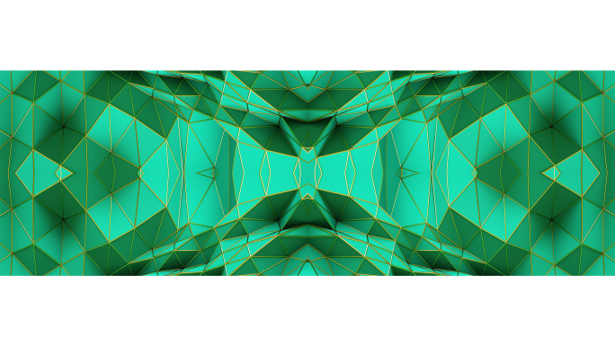【宽屏时尚背景】绿金几何创意分形立体空间