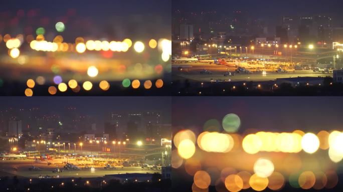夜景城市机场虚化虚焦