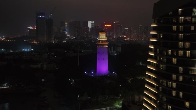 4K厦门五通码头夜景城市高楼航拍