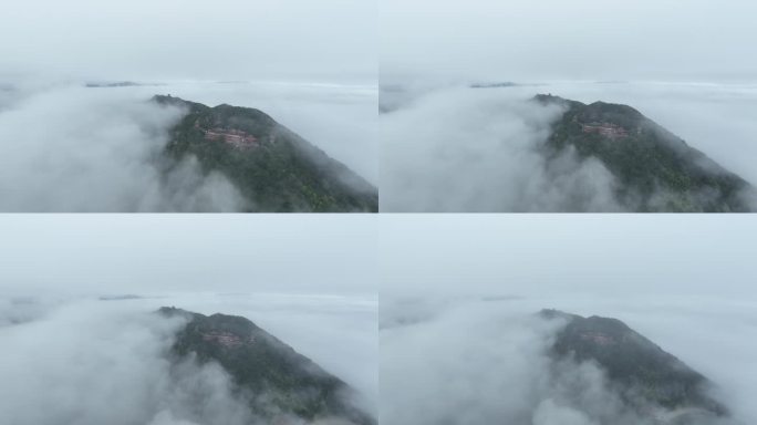 森林云海航拍山峰云雾缭绕雨后山林山脉风景