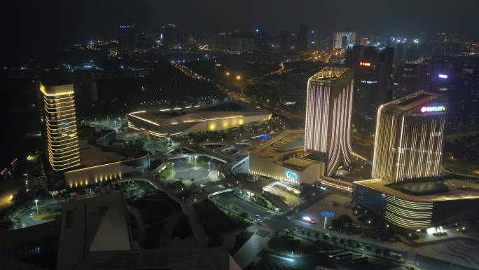 4K厦门五通码头夜景城市高楼航拍