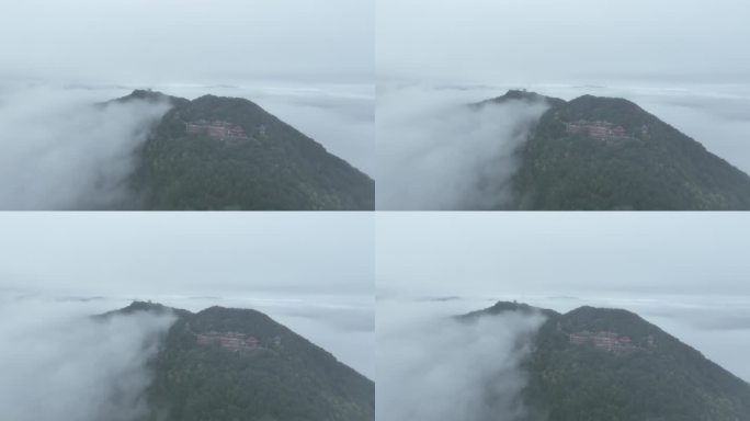 森林云海航拍山峰云雾缭绕雨后山林山脉风景