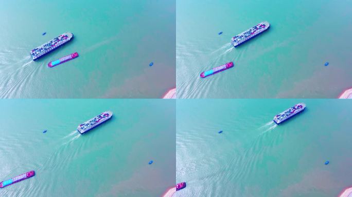 长江航运船舶4k航拍视频