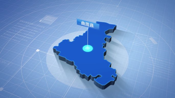 邯郸市曲周县蓝色三维地图科技感
