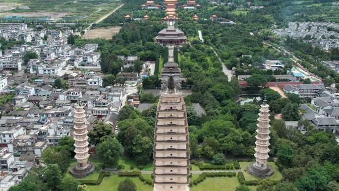 4K云南大理延时崇圣寺三塔航拍